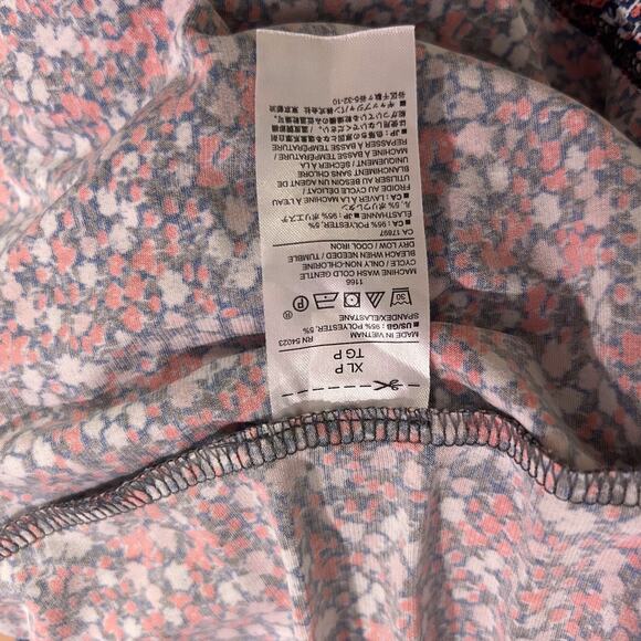 Banana Republic‎ Dress XL Petite Floral Tiered Ruffled Jersey Knit Blue Pink - Picture 11 of 11